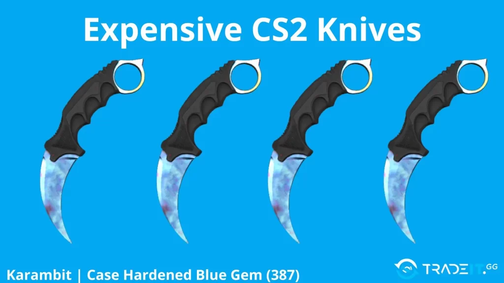 Karambit-Case-Hardened-Blue-Gem-387 Tradeit.gg Blog | CS2, CS:GO, Rust, TF2 & Dota 2 Karambit | Case Hardened Blue Gem (387) - most expensive cs2 knife